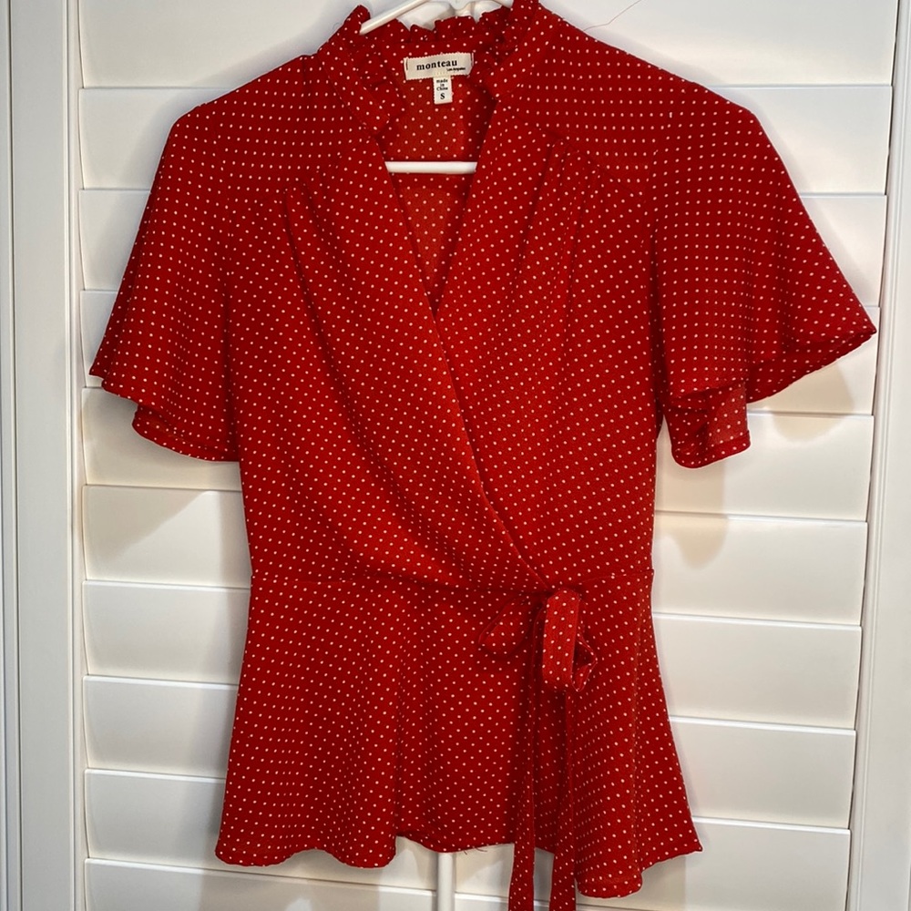 Red & White Polka Dot Blouse